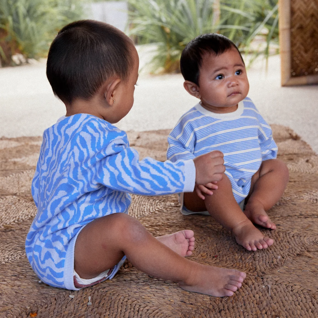 US stockist of Grown Clothing's Knitted Aqua Scallop Romper