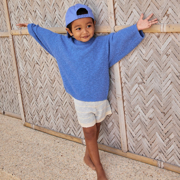 US stockist of Grown Clothing's organic textured rib sweater in Marine