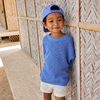 US stockist of Grown Clothing's organic textured rib shorts in Aqua/Milk
