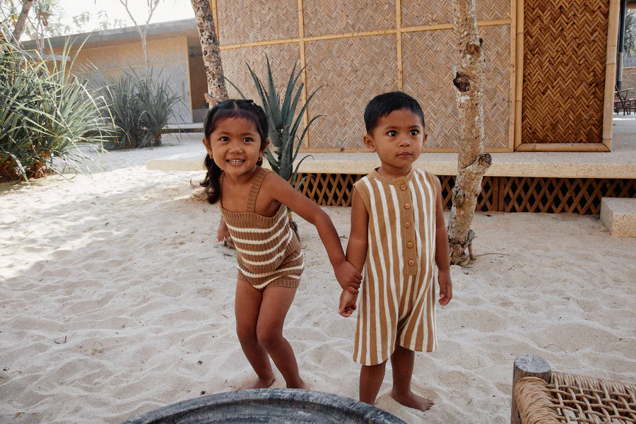 US stockist of Grown Clothing's Striped Cedar Linen Playsuit
