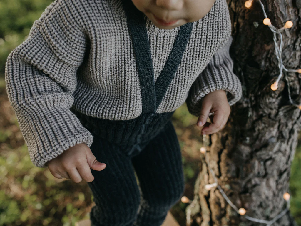 US stockist of Silly Silas' Granny Teddy Footless Tights in Dark Grey Blend