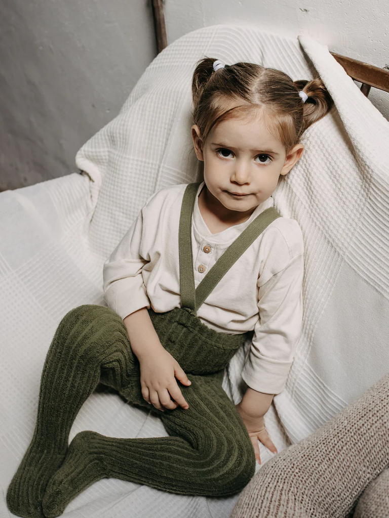 US stockist of Silly Silas' Granny Teddy Footed Tights in Olive