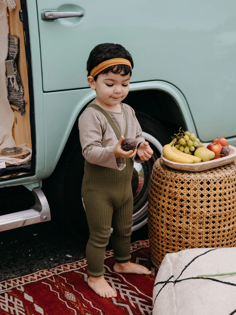 US stockist of Silly Silas' Hippy Footless Cotton Tights in Olive