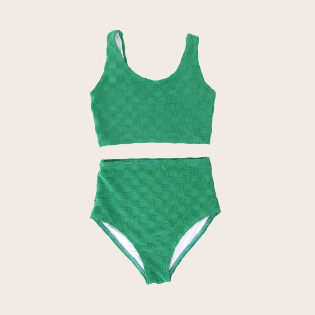 US stockist of Saint Ida's Hamptons Terry Check Two Piece tank Swimsuit