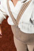 US stockist of Silly Silas' Retro Champs footless cotton tights in Oyster Grey with striped braces.