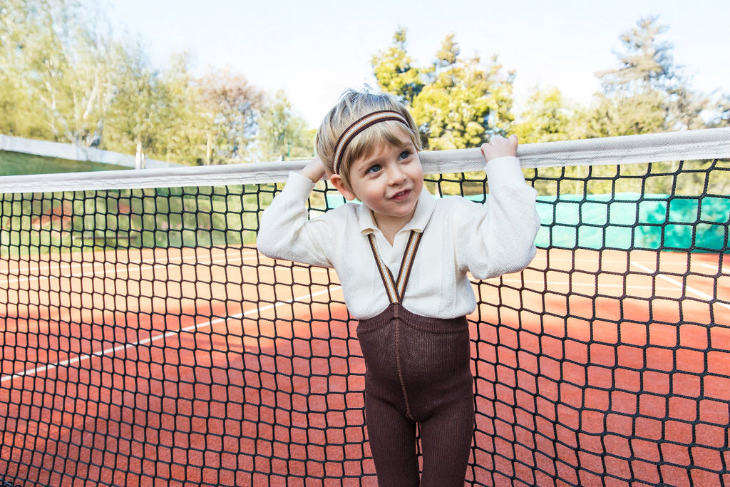 US stockist of Silly' Retro Champs Footless Chocolate Striped Tights