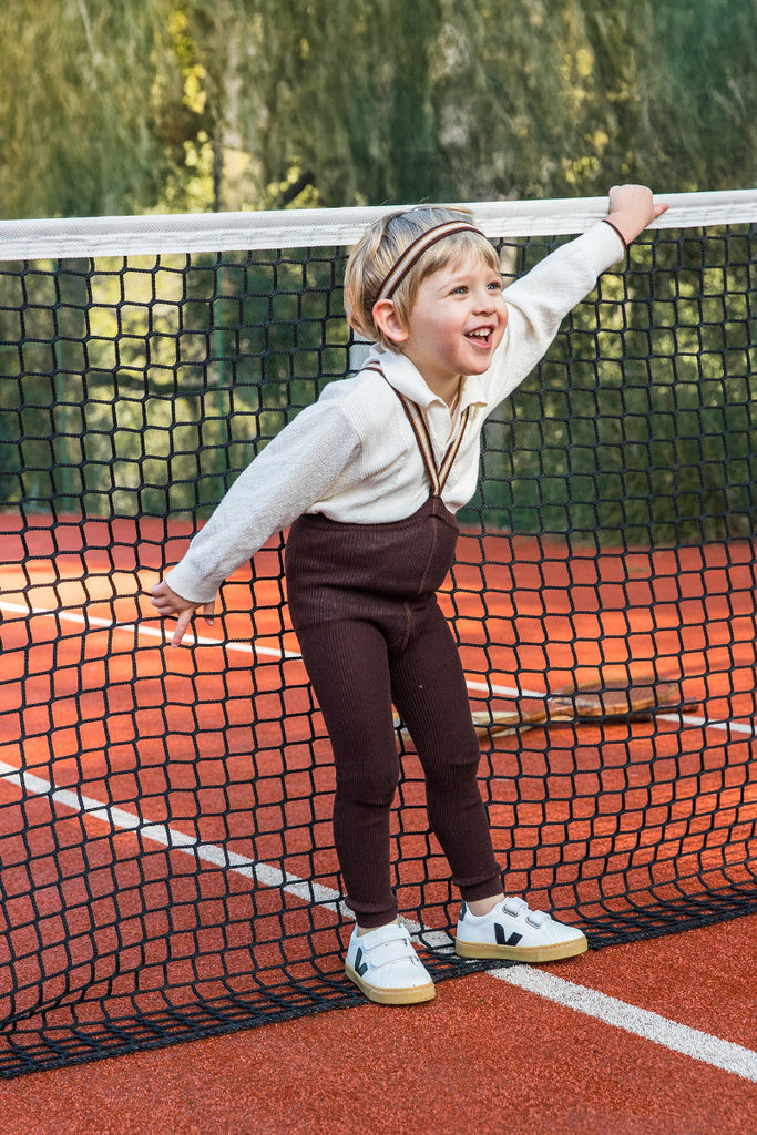 US stockist of Silly' Retro Champs Footless Chocolate Striped Tights