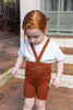 US stockist of Silly Silas' Cotton gender neutral shorty tights in Cinnamon.