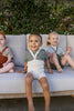 US stockist of Silly Silas' gender neutral shorty tights in cream blend.  Made from organic cotton.