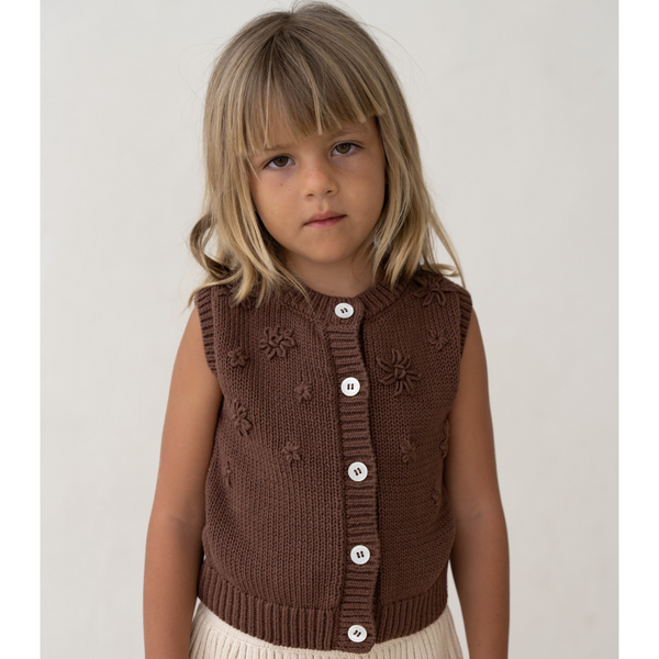 US stockist of Illoura the Label's Cocoa Floral Knit Vest
