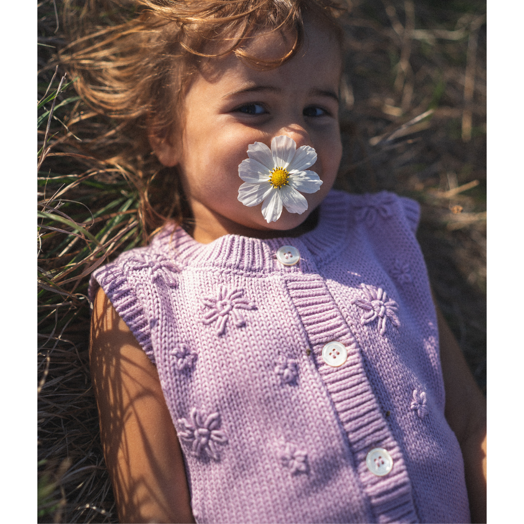 US stockist of Illoura the Label's Mauve Floral Knit Vest
