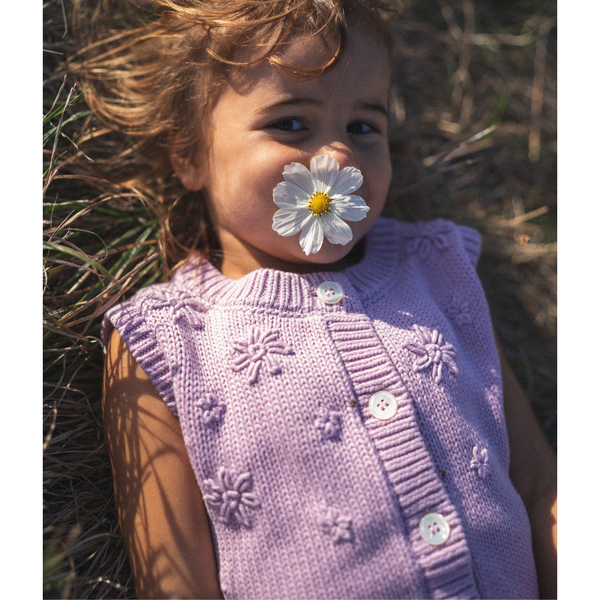 US stockist of Illoura the Label's Mauve Floral Knit Vest