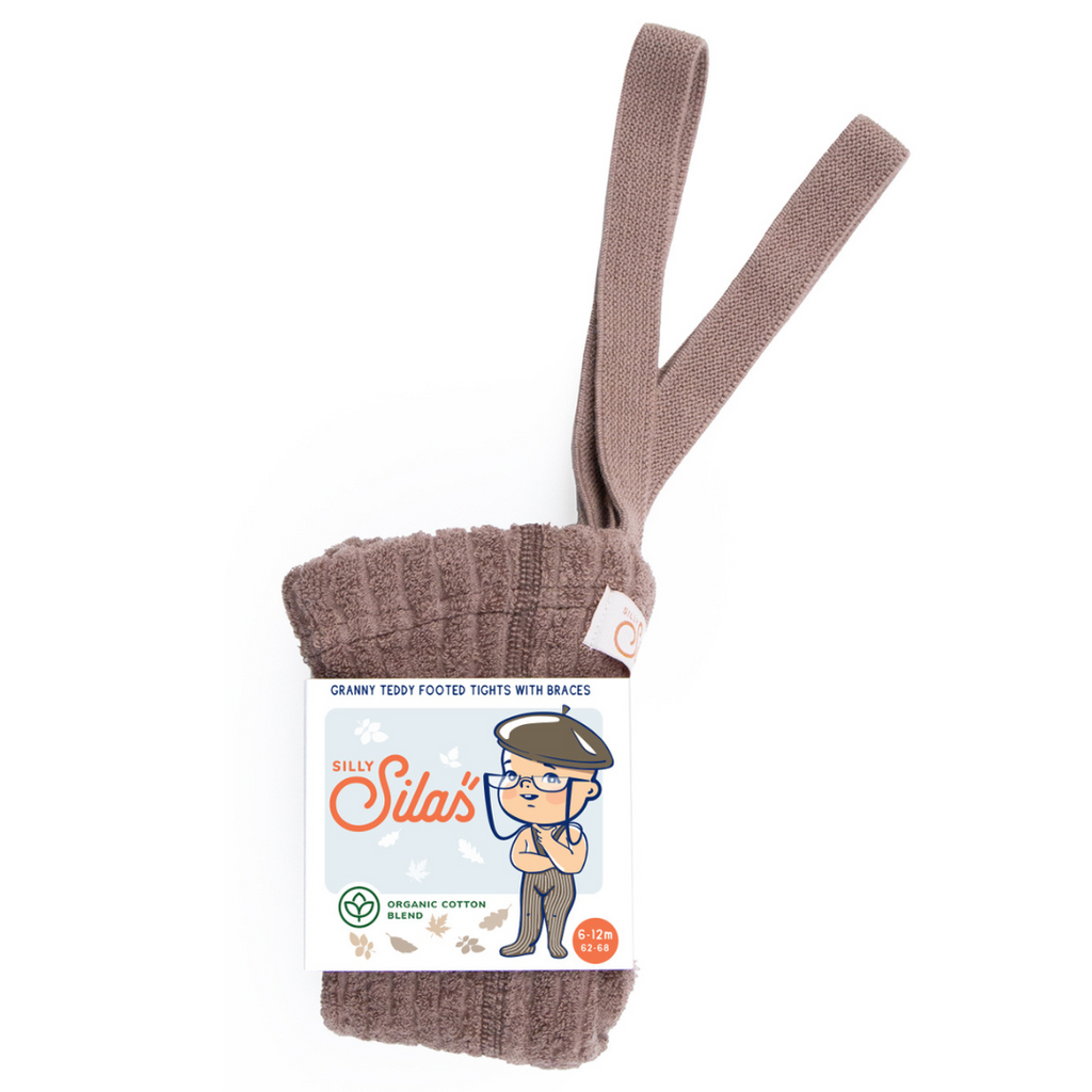 US stockist of Silly Silas' Granny Teddy Footed Tights in Granola