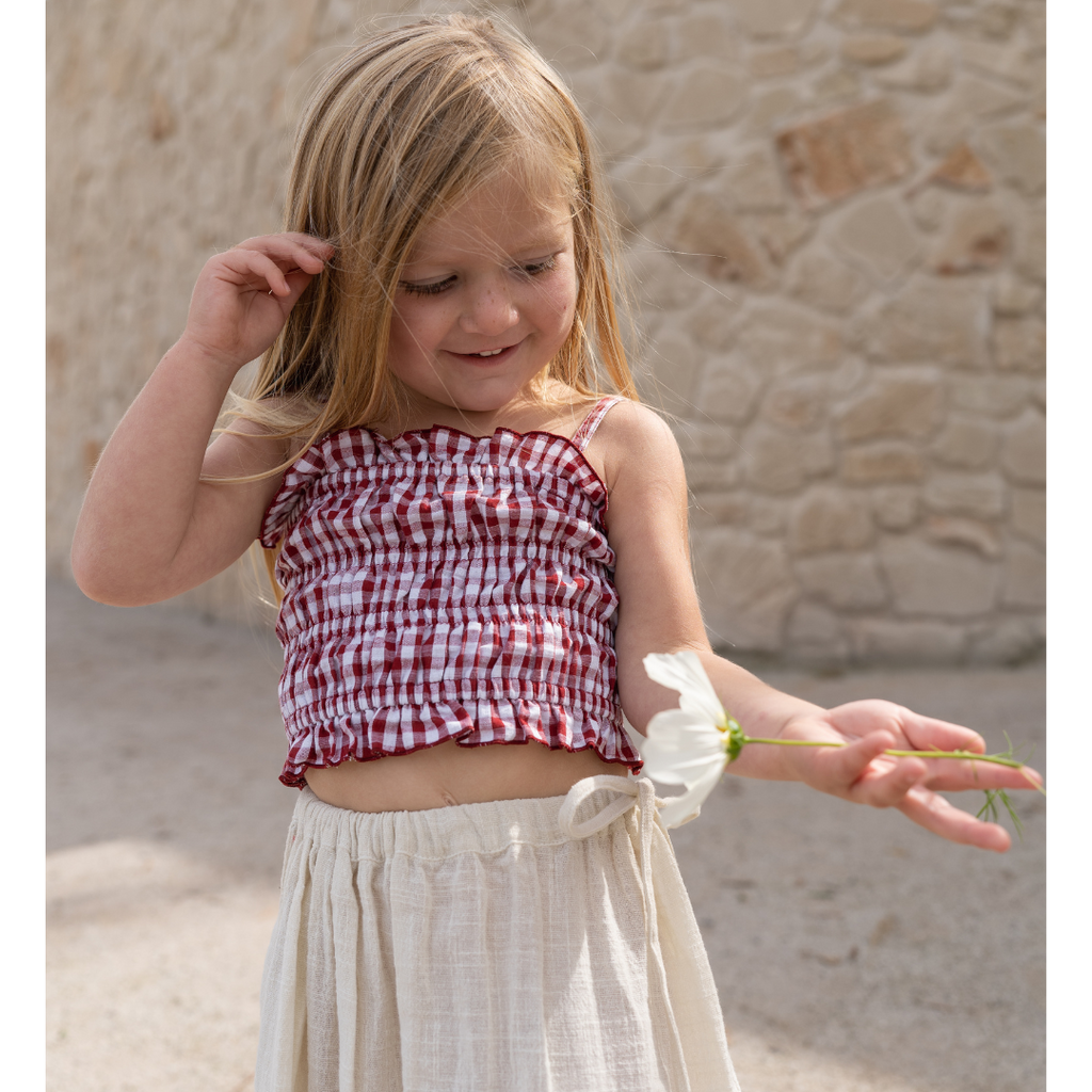 US stockist of Illoura the Label's Red Gingham Shirred Crop Top