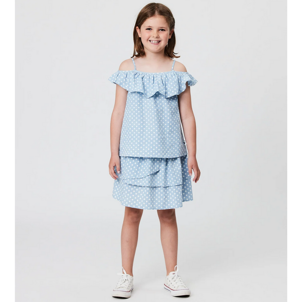US stockist of Radicool Kids Heart Chambray Ruffle Top