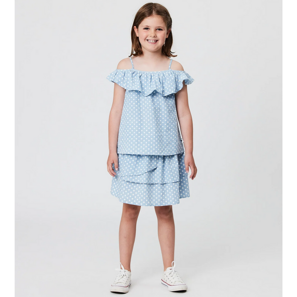 US stockist of Radicool Kids Heart Chambray Ruffle Top