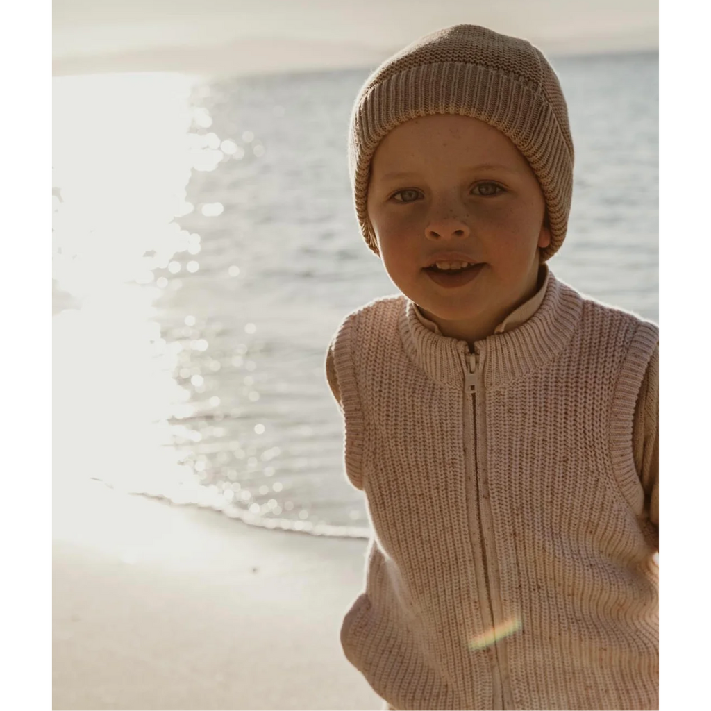 US stockist of Five O'Six's Knit Sherpa Vest - Caramel