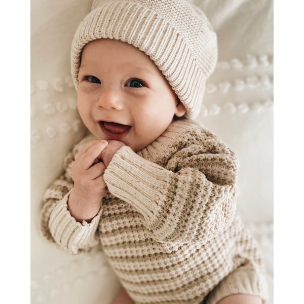 US stockist of Five O'Six's gender neutral Striped Speckle Romper