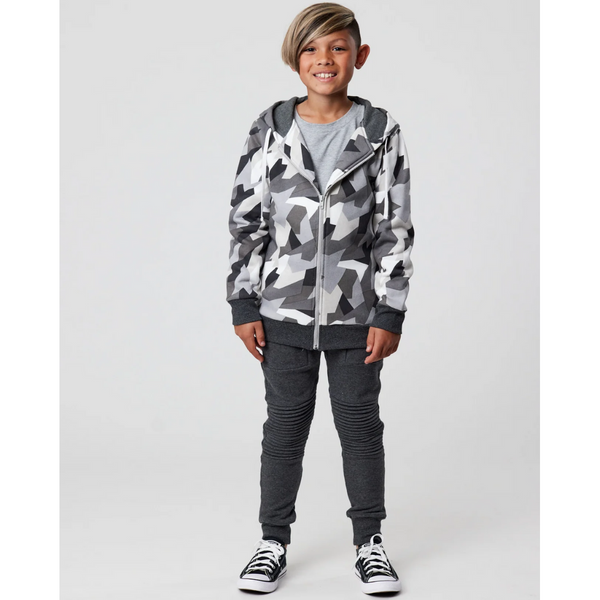 US stockist of Radicool Kids Geometric Camo Zip Hooded Jacket