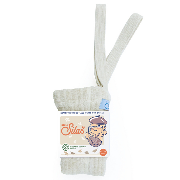 US stockist of Silly Silas' Granny Teddy Footless tights in Cream Blend