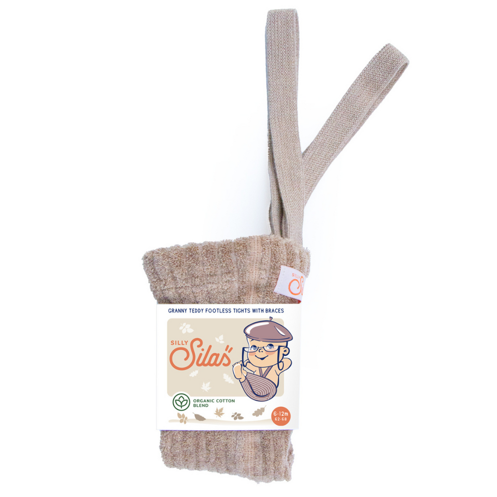 US stockist of Silly Silas' Granny Teddy Footless tights in Peanut Blend