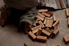 US stockist of Wooden Story's set of 30 pieces wooden natural blocks in tray