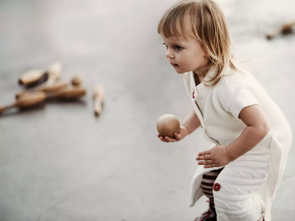 US stockist of Wooden Story's 10Pc Natural Wooden Bowling Set