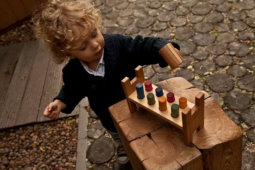 US stockist of Wooden Story's Rainbow Wooden Pound-A-Peg
