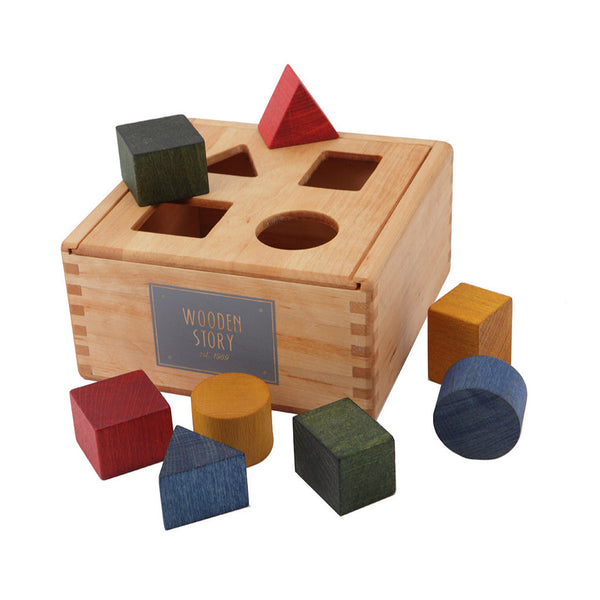 US stockist of Wooden Story's Rainbow Shape Sorter Box