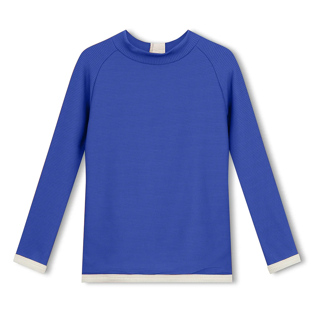 US stockist of Zulu & Zephyr's gender neutral, long sleeve Mini Rib Rashie top in Deep Blue