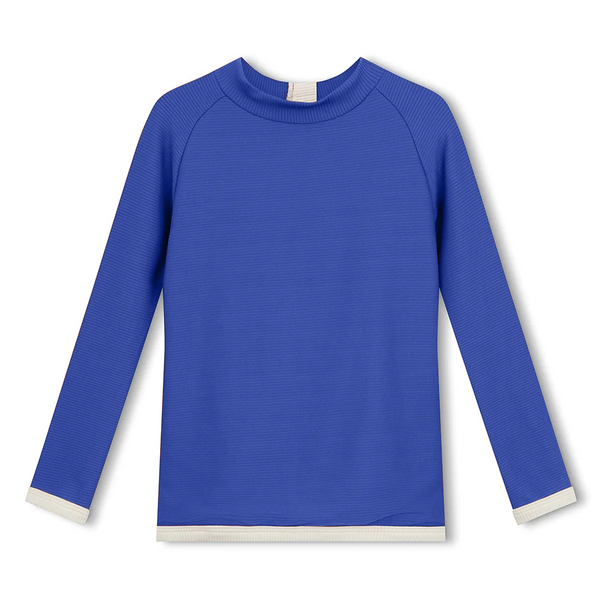 US stockist of Zulu & Zephyr's gender neutral, long sleeve Mini Rib Rashie top in Deep Blue