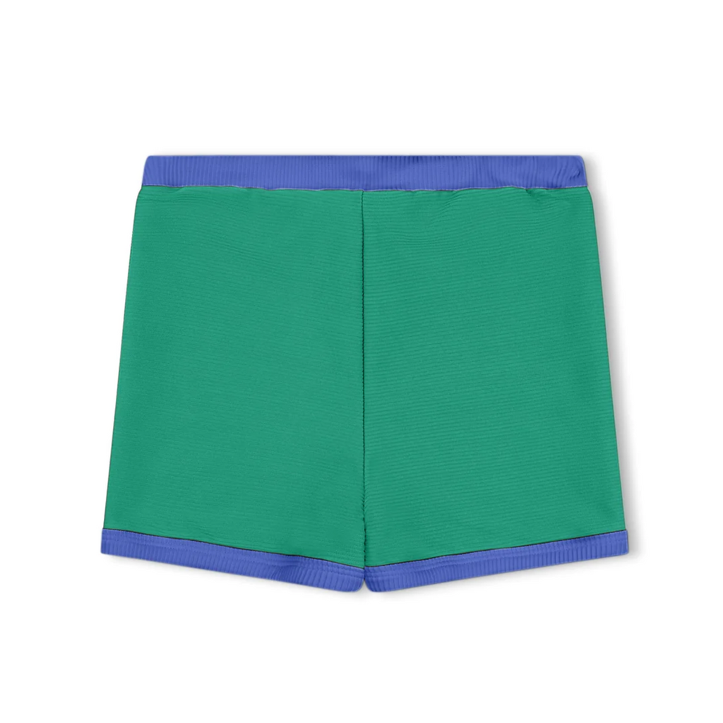 US stockist of Zulu & Zephyr's gender neutral Mini Rib Logo Surf Shorts in Emerald