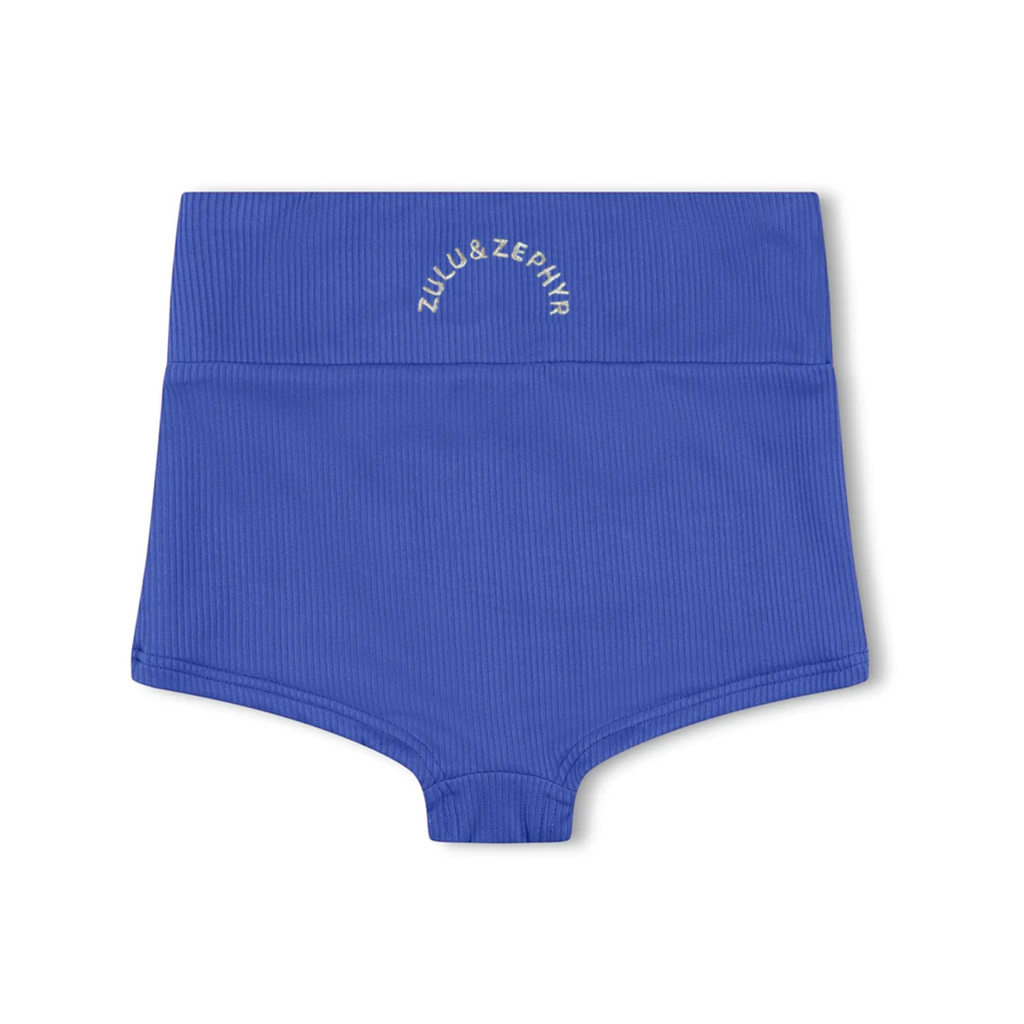 US stockist of Zulu & Zephyr's Mini Rib Logo Boy Short in Deep Blue