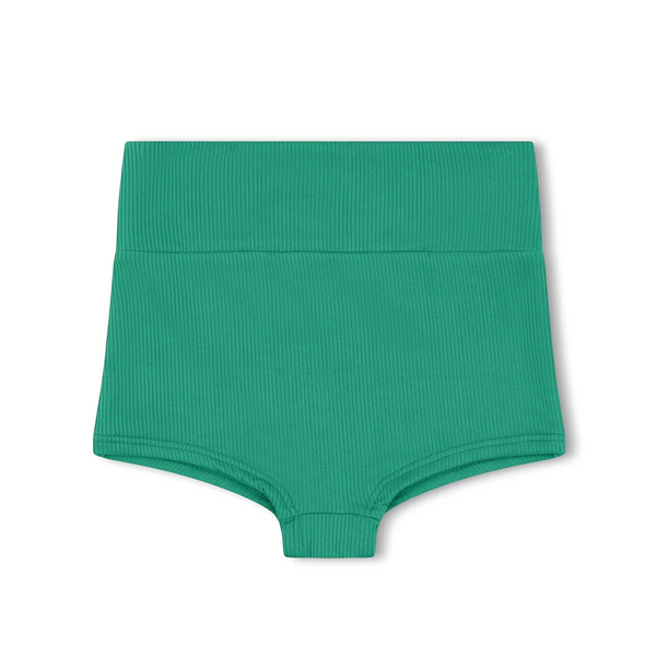 US stockist of Zulu & Zephyr's Mini Rib Logo Boy Short in Emerald