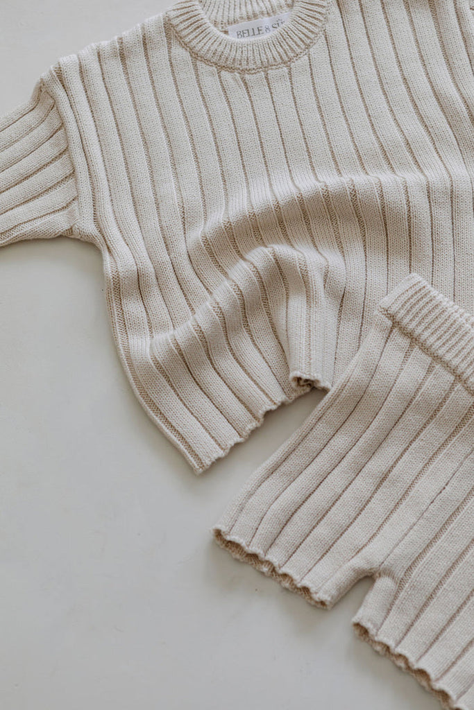 US stockist of Belle & Sun's Sand Ribbed Knit Shorts