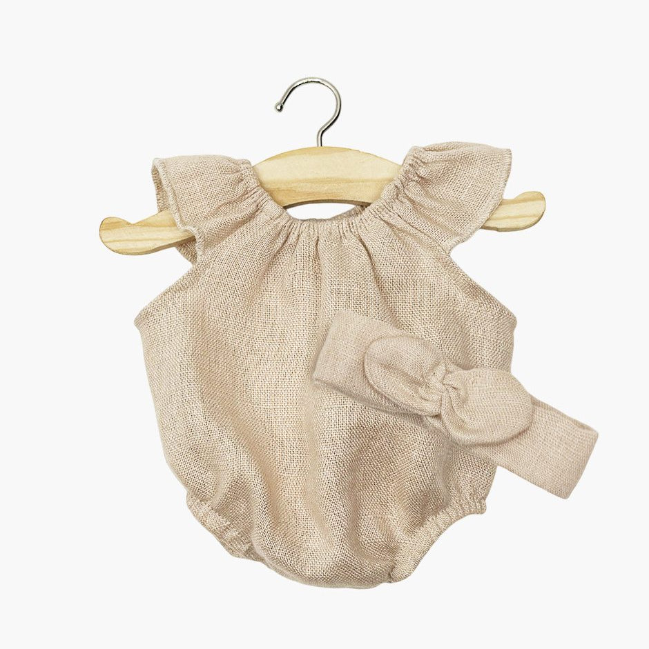 US stockist of Minikane's Clara romper set in Nude Washed Linen