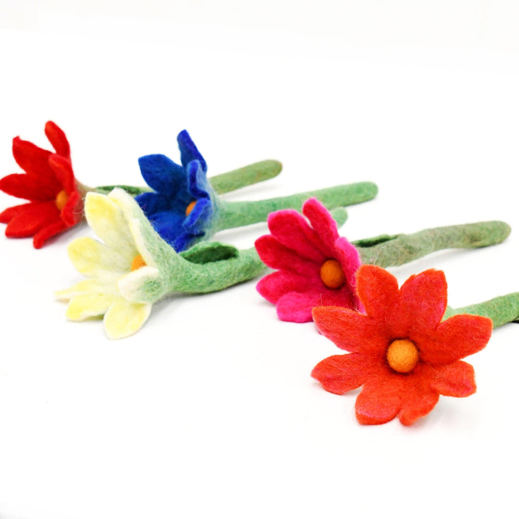 US stockist of Tara Treasures' Set of 5 Felt Flowers.  Set C