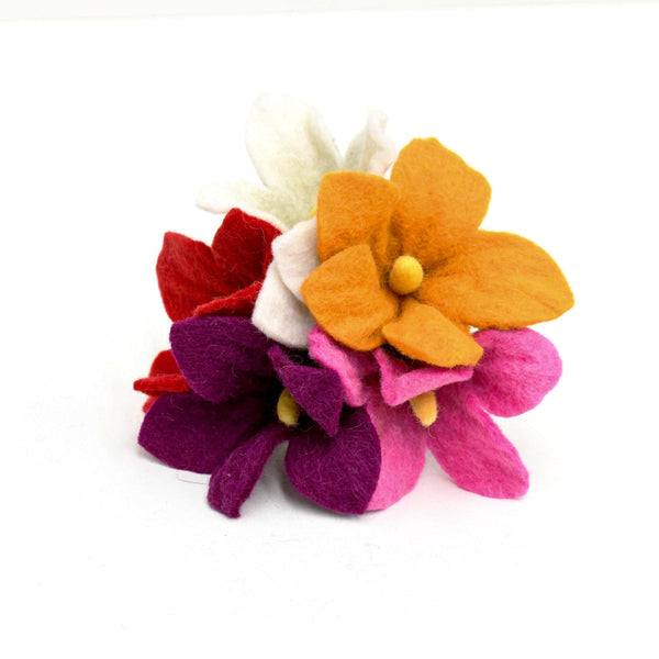 US stockist of Tara Treasures' Set of 5 Felt Flowers.  Set B 