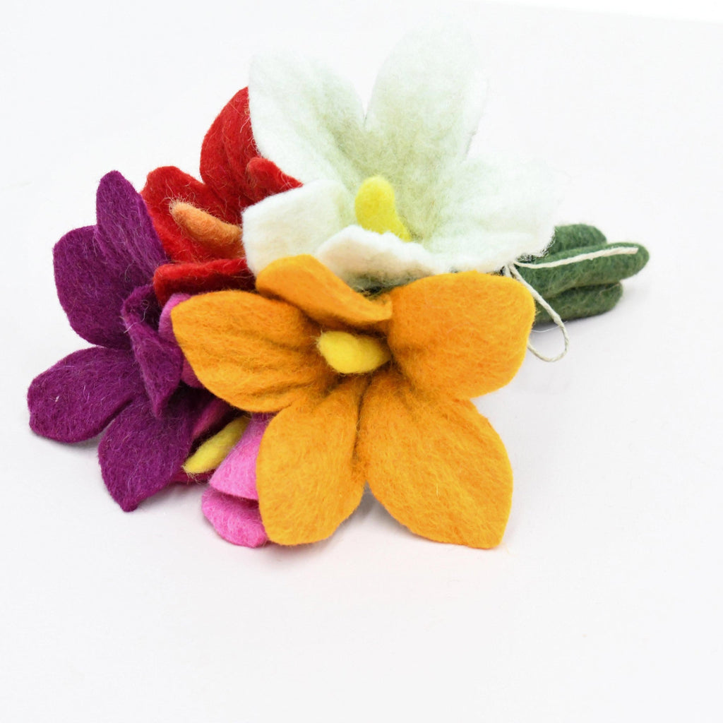US stockist of Tara Treasures' Set of 5 Felt Flowers.  Set B 
