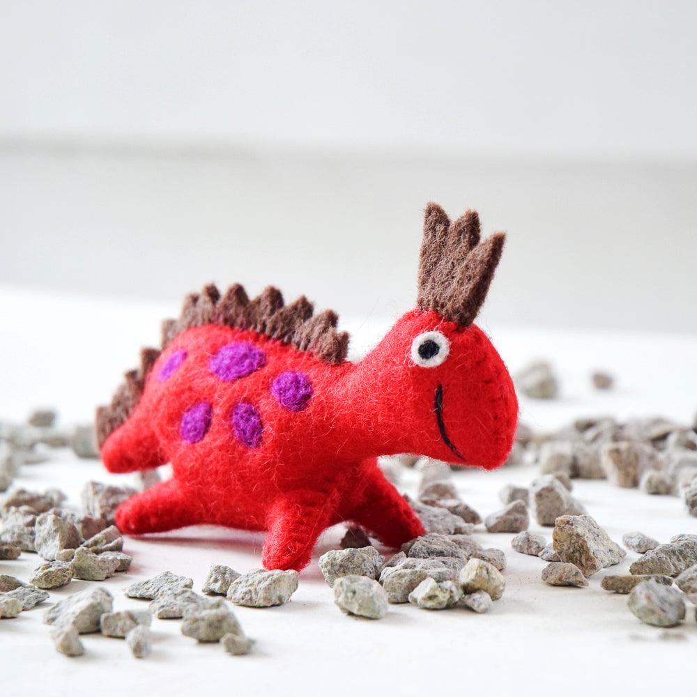 US stockist of Tara Treasures' Red Crown felt dinosaur