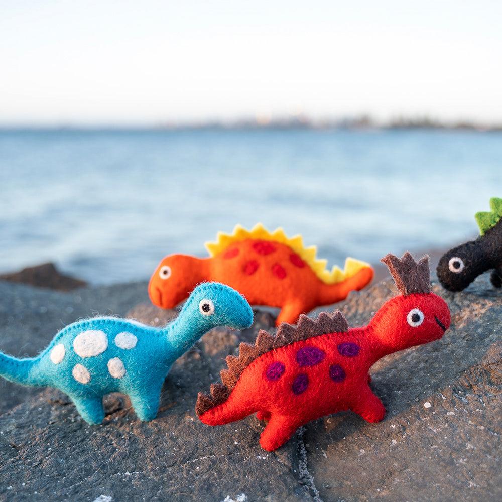 US stockist of Tara Treasures' Red Crown felt dinosaur