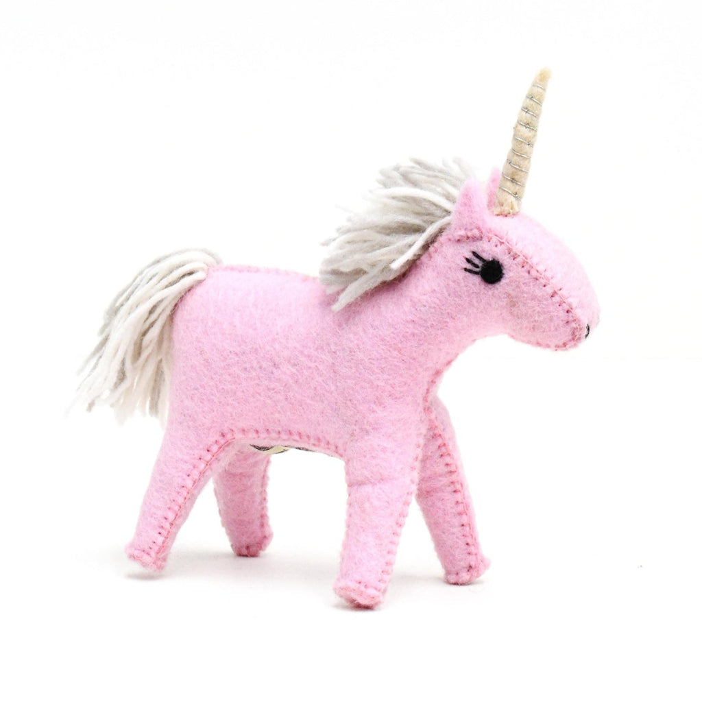 US stockist of Tara Treasures' felt pink unicorn