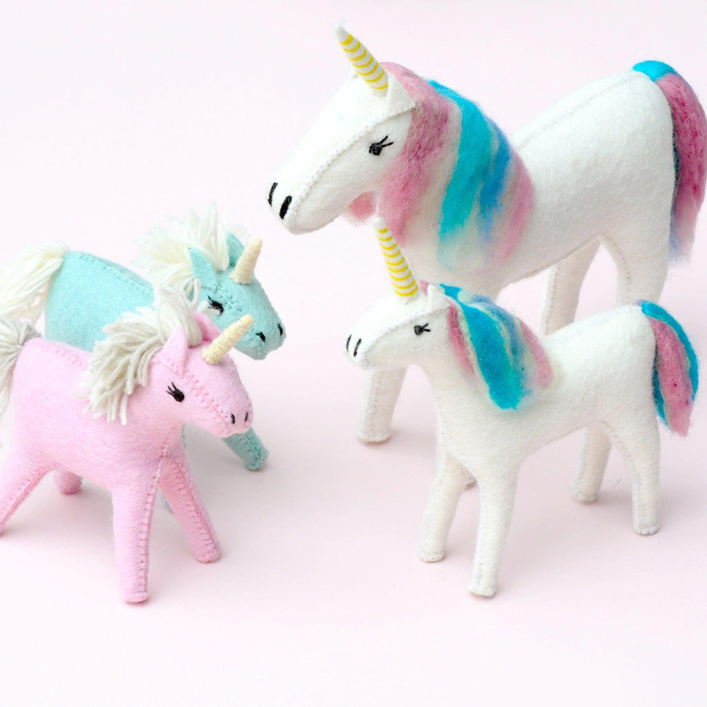 US stockist of Tara Treasures' felt unicorn with rainbow mane