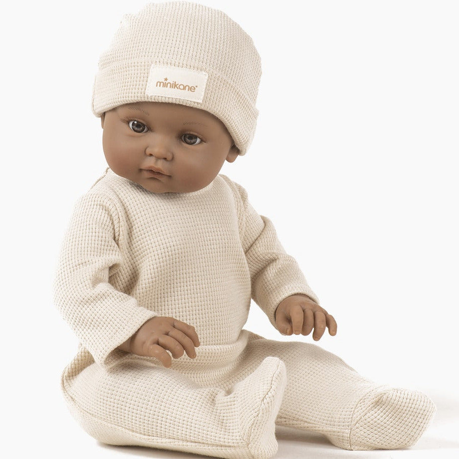 US stockist of Minikane's Bambinis Angelo Sleep Set in Linen Honeycomb