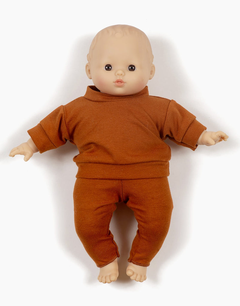 US stockist of Minikane's Babies Liam 2pc Set in Cognac Jersey