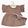 US stockist of Minikane's Daisy Dress with matching headband in Chestnut Corduroy