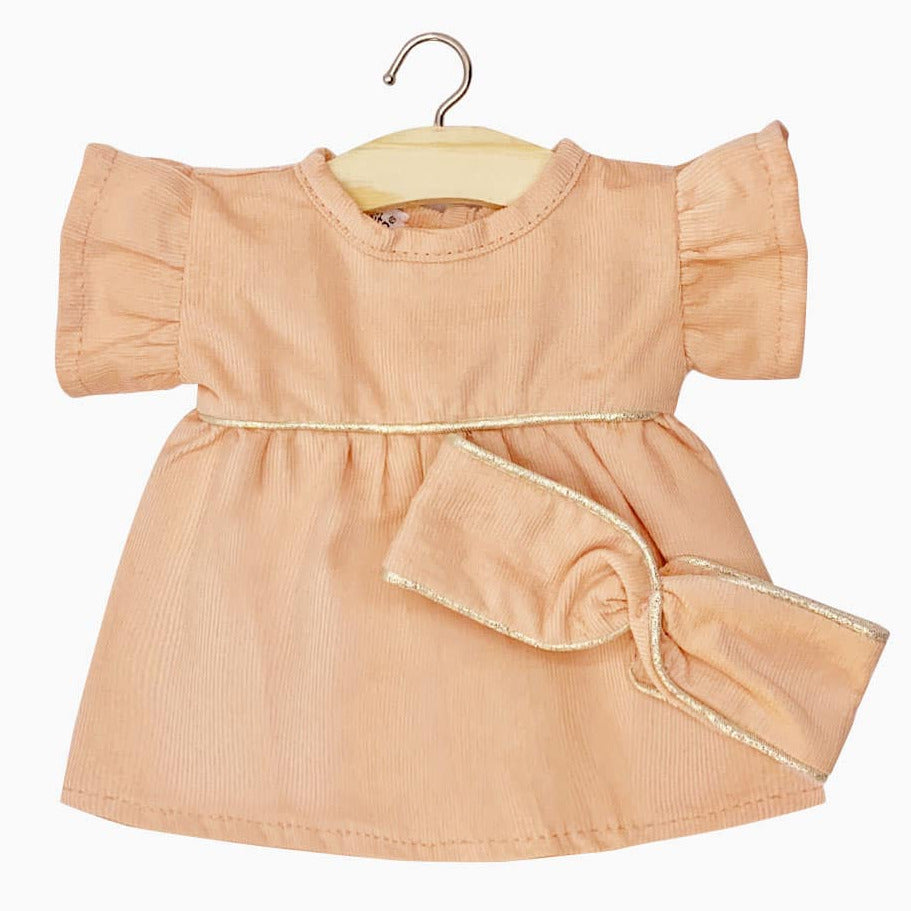 US stockist of Minikane's Daisy Dress with matching headband in Salmon Corduroy