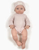 US stockist of Minikane's Bambini Andrea long sleeve bodysuit with matching hat in Petal