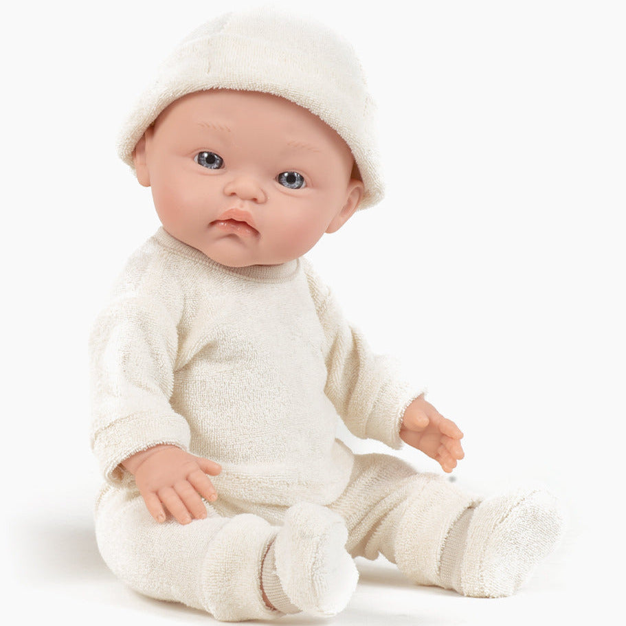 US stockist of Minikane's Cuties Morgan PJ's in Ecru Terrycloth with matching Tico hat.