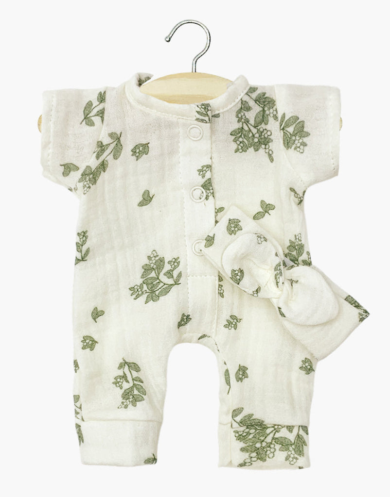 US stockist of Minikane's Lili Jumpsuit and matching headband in Mistletoe double cotton gauze